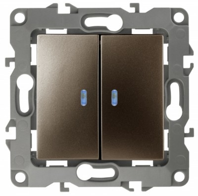 Выключатель 2кл. с инд. 10АХ-250В IP20 механизм 12 бронза Эра 12-1105-13