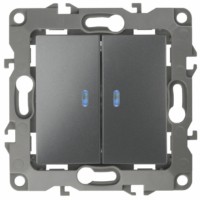 Выключатель 2кл. с инд. 10АХ-250В IP20 механизм 12 графит Эра 12-1105-12