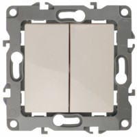 12-1106-02 ЭРА Переключатель двойной, 10АХ-250В, IP20, Эра12, слоновая кость