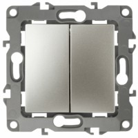 12-1106-04 ЭРА Переключатель двойной, 10АХ-250В, IP20, Эра12, шампань