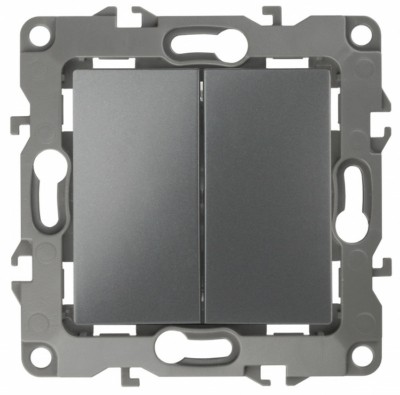 12-1106-12 ЭРА Переключатель двойной, 10АХ-250В, IP20, Эра12, графит