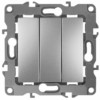 Выключатель 3кл. 10АХ-250В IP20 механизм 12 алюминий Эра 12-1107-03