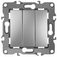 Выключатель 3кл. 10АХ-250В IP20 механизм 12 алюминий Эра 12-1107-03