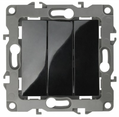 Выключатель 3кл. 10АХ-250В IP20 механизм 12 чёрный Эра 12-1107-06