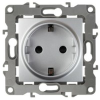 12-2001-03 ЭРА Розетка 2P+E Schuko 16A-250В IP20 12 алюминий