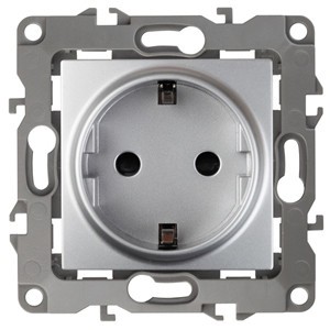 12-2001-03 ЭРА Розетка 2P+E Schuko 16A-250В IP20 12 алюминий