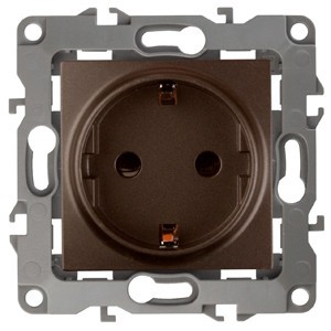12-2001-13 ЭРА Розетка 2P+E Schuko 16A-250В IP20 12 бронза