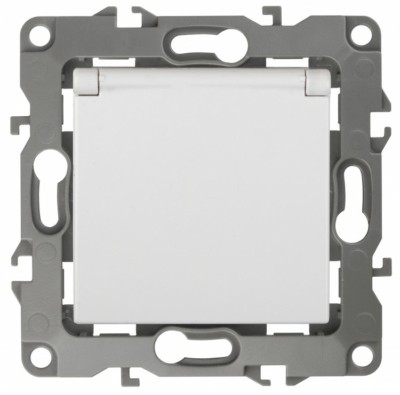 12-2003-01 ЭРА Розетка 2P+E Schuko со шторками с крышкой 16А-250В 12 белый