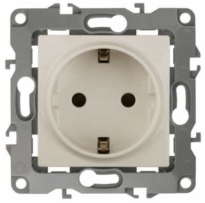 12-2002-02 ЭРА Розетка 2P+E Schuko со шторками 16A-250В IP20 12 слоновая кость