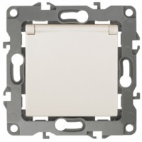 12-2003-02 ЭРА Розетка 2P+E Schuko со шторками с крышкой 16А-250В 12 слоновая кость