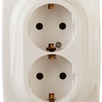 12-2008-02 ЭРА Розетка 2X2P+E Schuko со шторками  16А-250В 12 слоновая кость