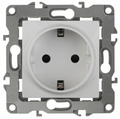 12-2011-01 ЭРА Розетка 2P+E Schuko 16A-250В IP20 винт 12 белый