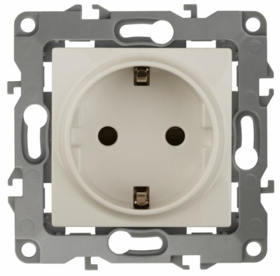 12-2011-02 ЭРА Розетка 2P+E Schuko 16A-250В IP20 винт 12 слоновая кость