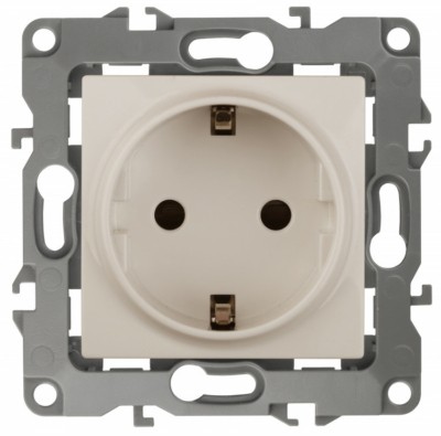12-2101-02 ЭРА Розетка 2P+E Schuko 16A-250В IP20 12 слоновая кость