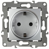 12-2101-03 ЭРА Розетка 2P+E Schuko 16A-250В IP20 12 алюминий