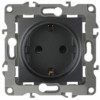 12-2101-05 ЭРА Розетка 2P+E Schuko 16A-250В IP20 12 антрацит