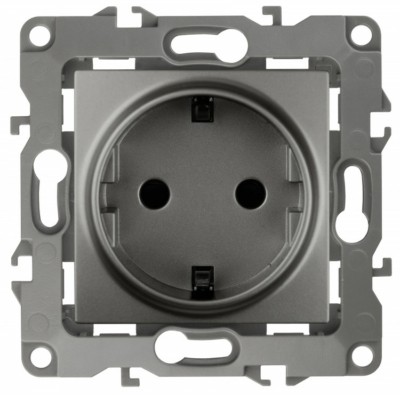 12-2101-12 ЭРА Розетка 2P+E Schuko 16A-250В IP20 12 графит