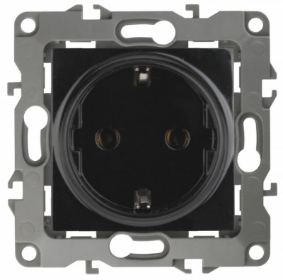 12-2101-06 ЭРА Розетка 2P+E Schuko 16A-250В IP20 12 чёрный