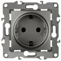 12-2102-12 ЭРА Розетка 2P+E Schuko со шторками 16A-250В IP20 12 графит