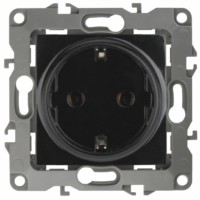 12-2102-06 ЭРА Розетка 2P+E Schuko со шторками 16A-250В IP20 12 чёрный