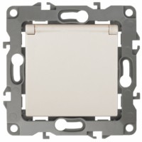 12-2103-02 ЭРА Розетка 2P+E Schuko со шторками с крышкой 16A-250В IP20 12 слоновая кость (10/