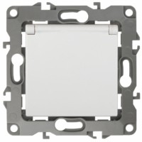 12-2103-01 ЭРА Розетка 2P+E Schuko со шторками с крышкой 16A-250В IP20 12 белый
