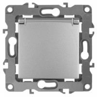 12-2103-03 ЭРА Розетка 2P+E Schuko со шторками с крышкой 16A-250В IP20 12 алюминий