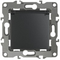 12-2103-05 ЭРА Розетка 2P+E Schuko со шторками с крышкой 16A-250В IP20 12 антрацит