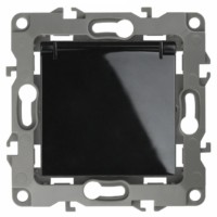 12-2103-06 ЭРА Розетка 2P+E Schuko со шторками с крышкой 16A-250В IP20 12 чёрный