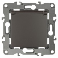 12-2103-13 ЭРА Розетка 2P+E Schuko со шторками с крышкой 16A-250В IP20 12 бронза