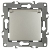 12-2103-15 ЭРА Розетка 2P+E Schuko со шторками с крышкой 16A-250В IP20 12 перламутр