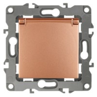 12-2103-14 ЭРА Розетка 2P+E Schuko со шторками с крышкой 16A-250В IP20 12 медь