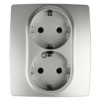 12-2104-03 ЭРА Розетка 2X2P+E Schuko со шторками 16A-250В IP20 12 алюминий