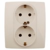 12-2104-02 ЭРА Розетка 2X2P+E Schuko со шторками 16A-250В IP20 12 слоновая кость