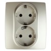 12-2104-04 ЭРА Розетка 2X2P+E Schuko со шторками 16A-250В IP20 12 шампань