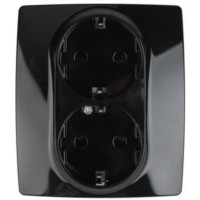 12-2104-06 ЭРА Розетка 2X2P+E Schuko со шторками 16A-250В IP20 12 чёрный