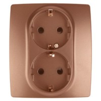 12-2104-14 ЭРА Розетка 2X2P+E Schuko со шторками 16A-250В IP20 12 медь