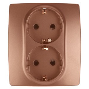 12-2104-14 ЭРА Розетка 2X2P+E Schuko со шторками 16A-250В IP20 12 медь