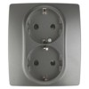 12-2104-12 ЭРА Розетка 2X2P+E Schuko со шторками 16A-250В IP20 12 графит