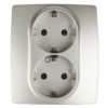 12-2104-15 ЭРА Розетка 2X2P+E Schuko со шторками 16A-250В IP20 12 перламутр
