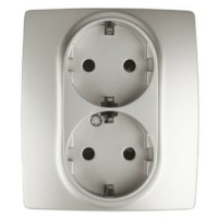 12-2104-15 ЭРА Розетка 2X2P+E Schuko со шторками 16A-250В IP20 12 перламутр