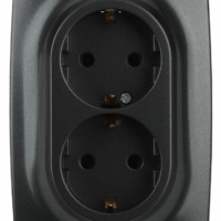 12-2106-05 ЭРА Розетка 2X2P+E Schuko 16A-250В IP20 12 антрацит