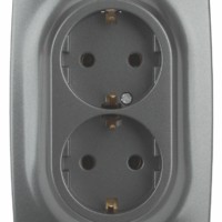 12-2106-12 ЭРА Розетка 2X2P+E Schuko 16A-250В IP20 12 графит