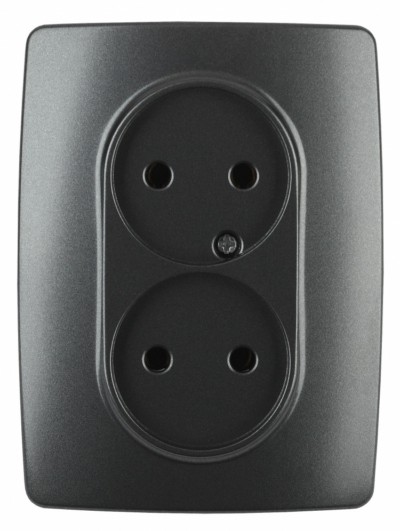12-2107-05 ЭРА Розетка 2X2P 16A-250В IP20 12 антрацит