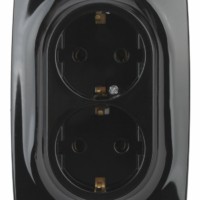 12-2108-06 ЭРА Розетка 2X2P+E Schuko со шторками 16A-250В IP20 12 чёрный