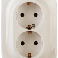 12-2116-02 ЭРА Розетка 2X2P+E Schuko 16A-250В IP20 винт 12 слоновая кость