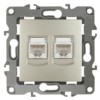 12-3108-04 ЭРА Розетка информационная двойная 2XRJ45 IP20 12 шампань