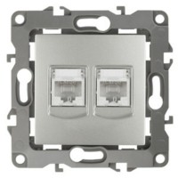 12-3108-03 ЭРА Розетка информационная двойная 2XRJ45 IP20 12 алюминий
