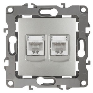 12-3108-03 ЭРА Розетка информационная двойная 2XRJ45 IP20 12 алюминий