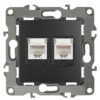 12-3108-05 ЭРА Розетка информационная двойная 2XRJ45 IP20 12 антрацит